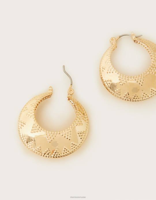 Monsoon نحيف أقراط دائرية سميكة مزخرفة D68H1366 ملحق موضة