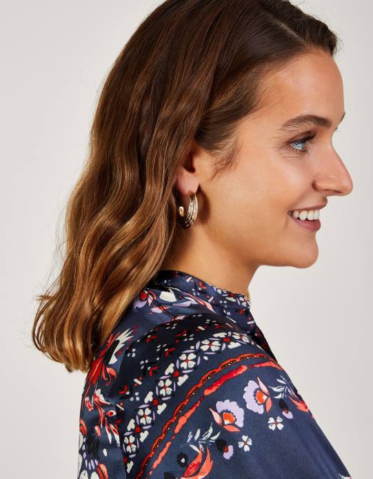 Monsoon نحيف أقراط دائرية سميكة مزخرفة D68H1368 ملحق حار