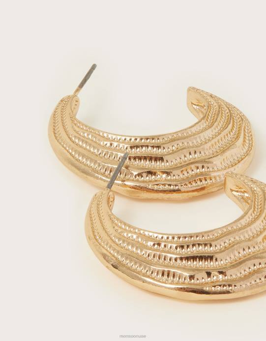 Monsoon نحيف أقراط دائرية سميكة مزخرفة D68H1368 ملحق حار