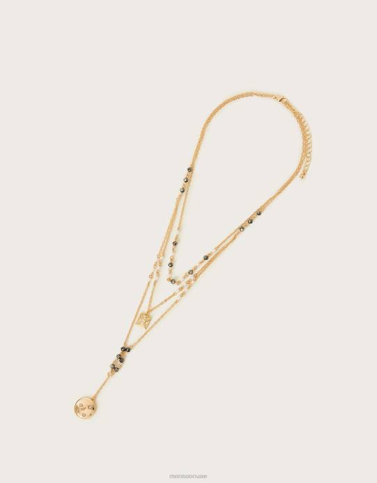 Monsoon نحيف قلادة الطبقات سحر القرص D68H1371 ملحق أنيق