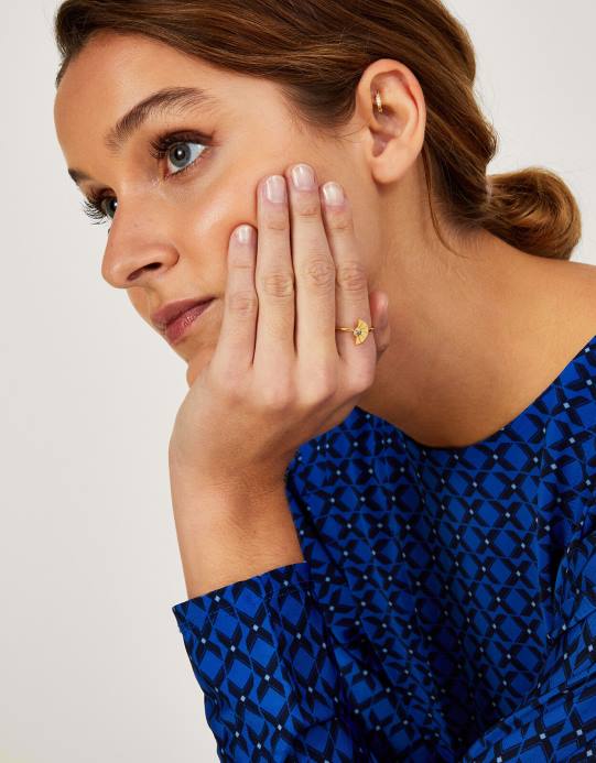 Monsoon نحيف حلقة مروحة واحدة D68H1372 ملحق ذهب