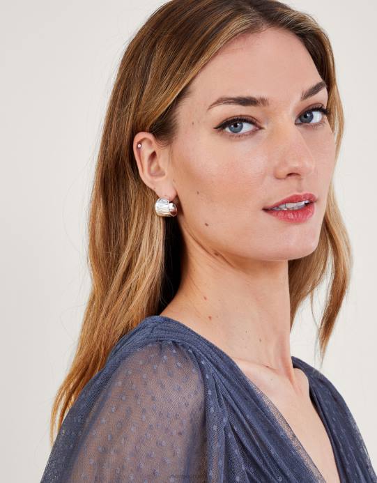 Monsoon نحيف أقراط هوب صغيرة مكتنزة عادي D68H1382 ملحق فضة