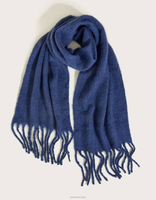 Monsoon نحيف وشاح بطانية ناعم من البوليستر المعاد تدويره D68H1383 ملحق الأزرق الداكن)