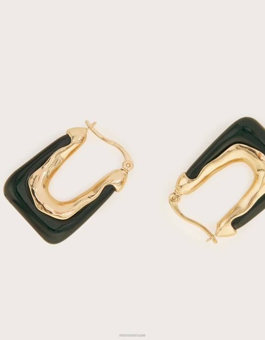 Monsoon نحيف أقراط دائرية بيضاوية مكتنزة D68H1385 ملحق أنيق