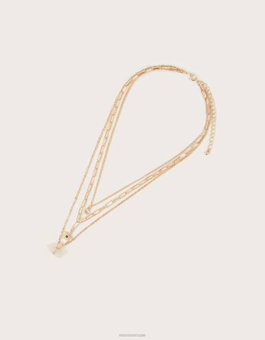 Monsoon نحيف قلادة الطبقات الحجرية D68H1387 ملحق حار