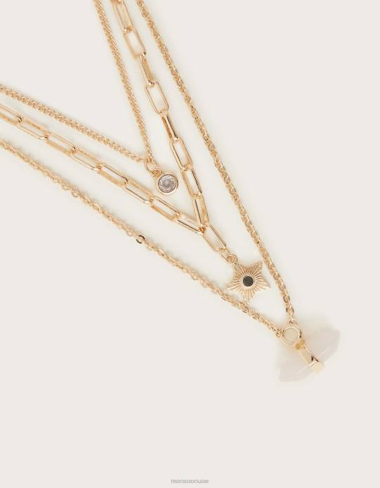 Monsoon نحيف قلادة الطبقات الحجرية D68H1387 ملحق حار