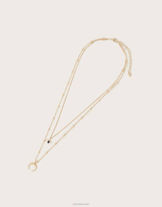 Monsoon نحيف قلادة بطبقات نصف قمر D68H1393 ملحق أنيق