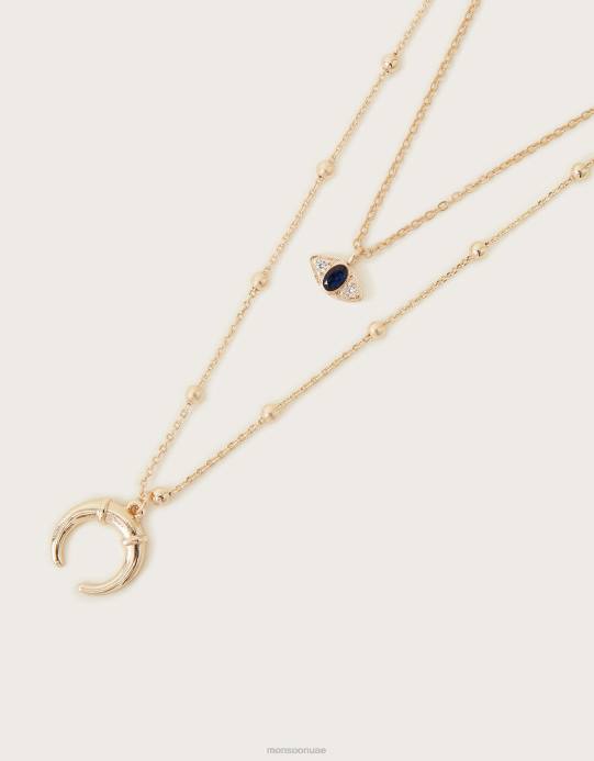 Monsoon نحيف قلادة بطبقات نصف قمر D68H1393 ملحق أنيق