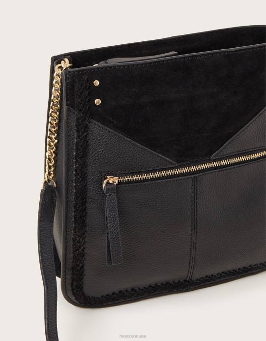 Monsoon نحيف حقيبة جلدية كبيرة عبر الجسم D68H1397 ملحق رشيقة