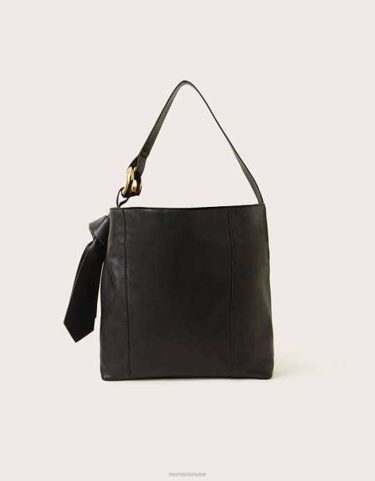 Monsoon نحيف حقيبة كتف جلدية تفاصيل حلقة D68H1399 ملحق موضة