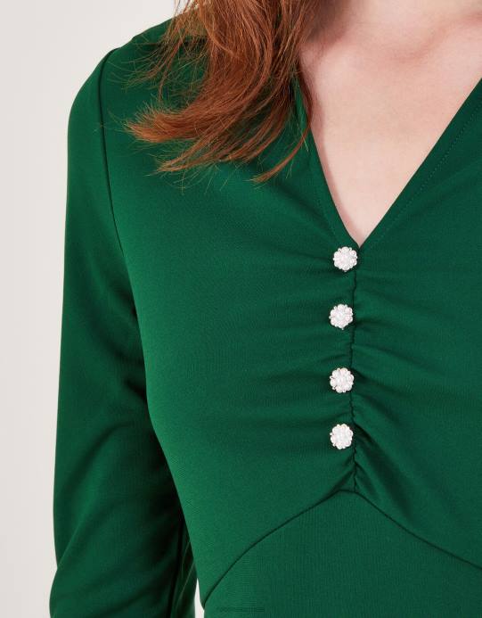 Monsoon نحيف فستان جيرسي بياقة D68H13 ملابس أخضر