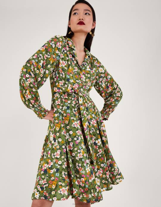 Monsoon نحيف فستان زهري ديتسي D68H14 ملابس أخضر