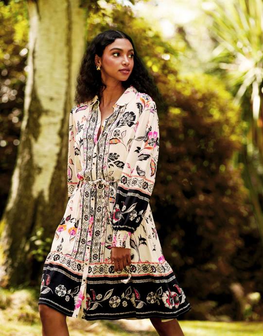 Monsoon نحيف فستان قميص الأزهار D68H140 ملابس عاج