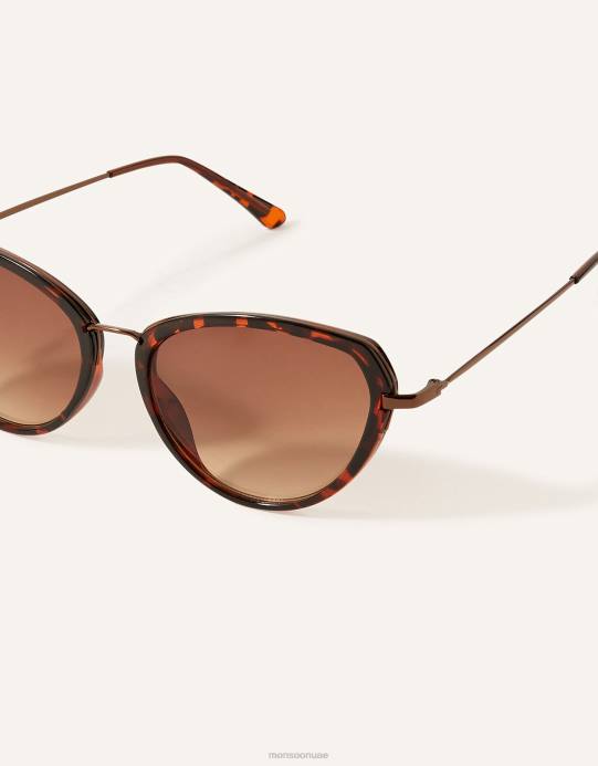 Monsoon نحيف النظارات الشمسية البيضاوية صدف السلحفاة D68H1421 ملحق حار