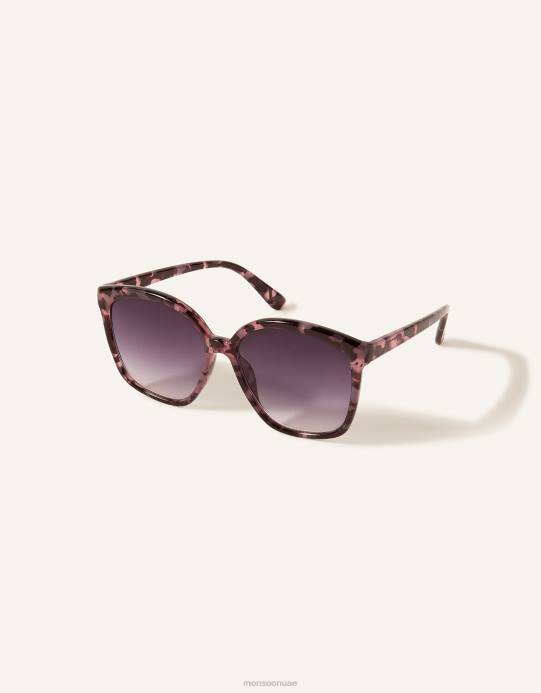 Monsoon نحيف نظارة شمسية كبيرة بنقش صدف السلحفاة D68H1423 ملحق أنيق