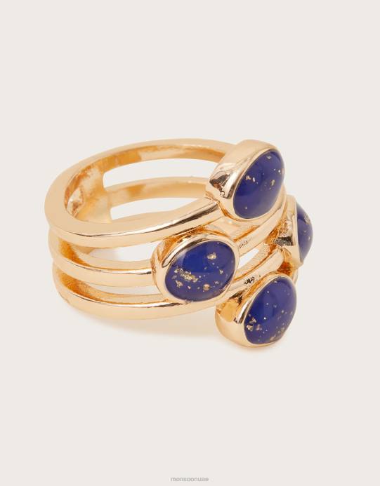 Monsoon نحيف خاتم حجر مكتنزة D68H1427 ملحق ذهب