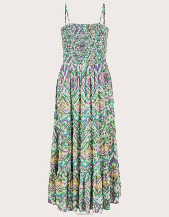 Monsoon نحيف فستان باندو بطبعة هندسية D68H142 ملابس أبيض