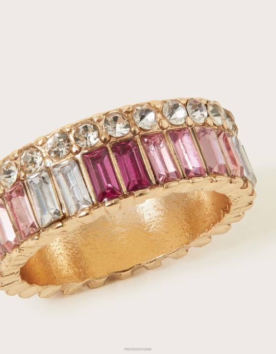 Monsoon نحيف خاتم حجر كريم D68H1436 ملحق ذهب