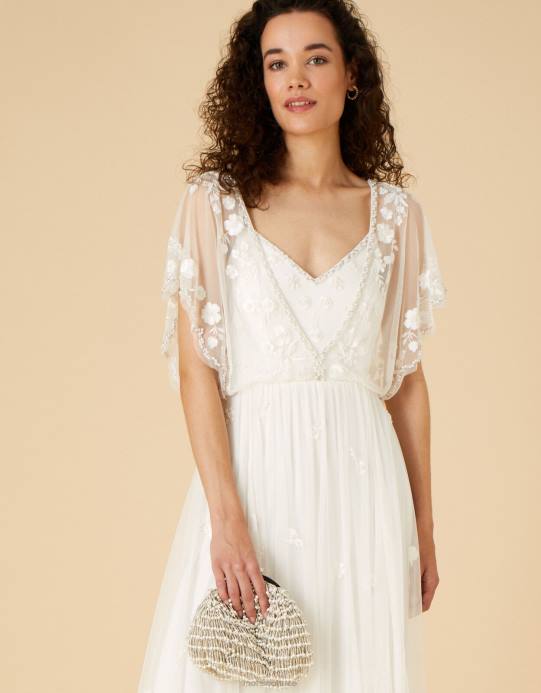 Monsoon نحيف حقيبة مخلب الزفاف مطرز D68H1439 ملحق رشيقة