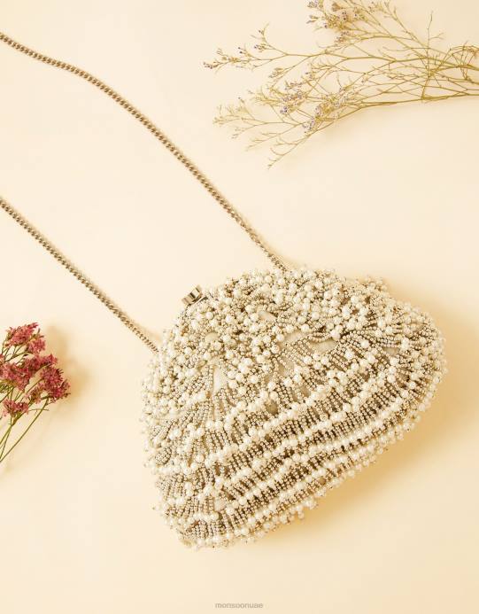 Monsoon نحيف حقيبة مخلب الزفاف مطرز D68H1439 ملحق رشيقة