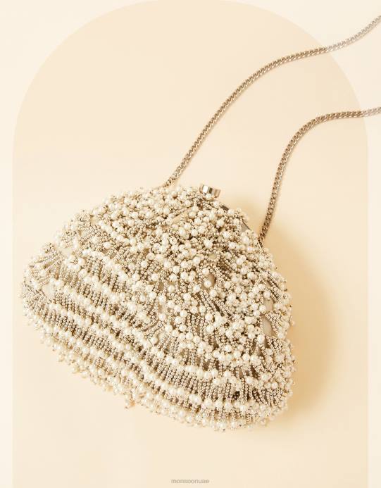 Monsoon نحيف حقيبة مخلب الزفاف مطرز D68H1439 ملحق رشيقة