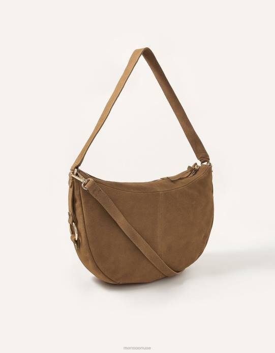 Monsoon نحيف حقيبة كتف دانا بسحاب من الجلد السويدي D68H1447 ملحق رشيقة