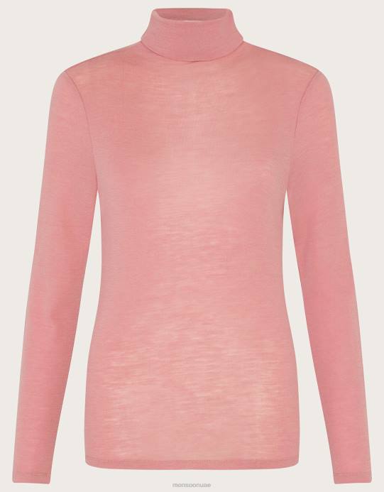 Monsoon نحيف بلوزة بولو من الصوف D68H144 ملابس لون القرنفل