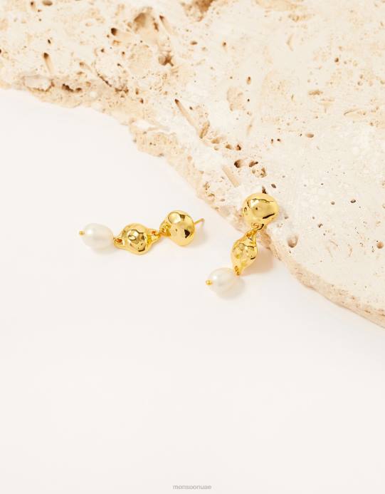 Monsoon نحيف أقراط متدلية لؤلؤية مطلية بالذهب D68H1451 ملحق موضة
