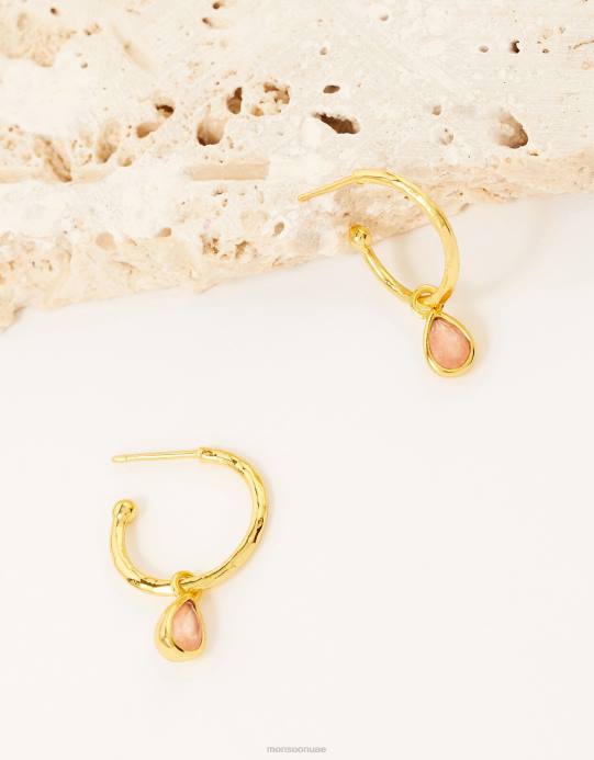 Monsoon نحيف حلقات سحر حجرية مطلية بالذهب D68H1453 ملحق رشيقة