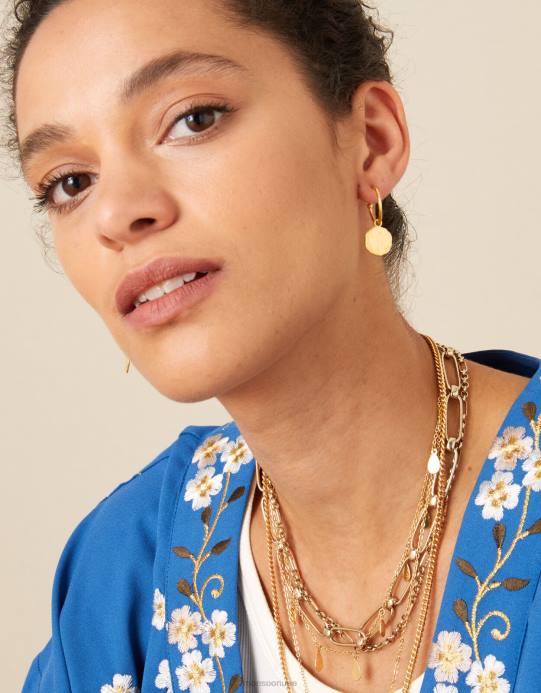 Monsoon نحيف حلقات عملات معدنية مطلية بالذهب D68H1454 ملحق رشيقة