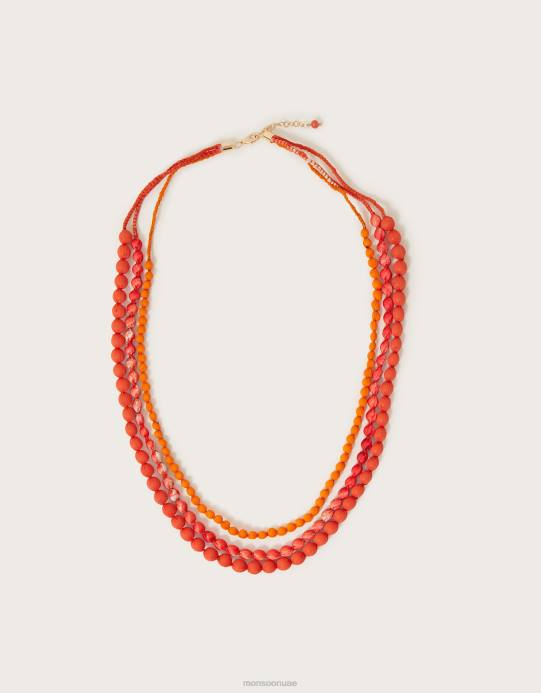 Monsoon نحيف قلادة الطبقات حبة النسيج D68H1456 ملحق رشيقة