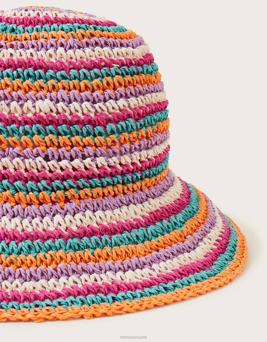 Monsoon نحيف قبعة دلو الرافية مخططة D68H1457 ملحق رشيقة