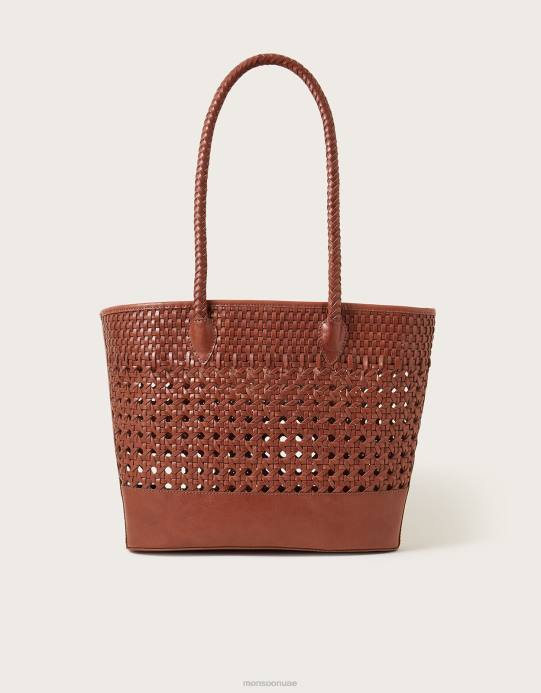 Monsoon نحيف حقيبة حمل جلدية منسوجة D68H1458 ملحق موضة