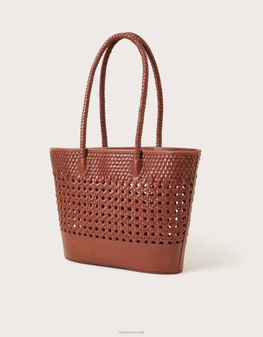 Monsoon نحيف حقيبة حمل جلدية منسوجة D68H1458 ملحق موضة