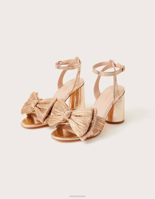 Monsoon نحيف ارتفع الصنادل ذات الكعب القوس D68H1459 أحذية الذهب (الذهب الوردي)