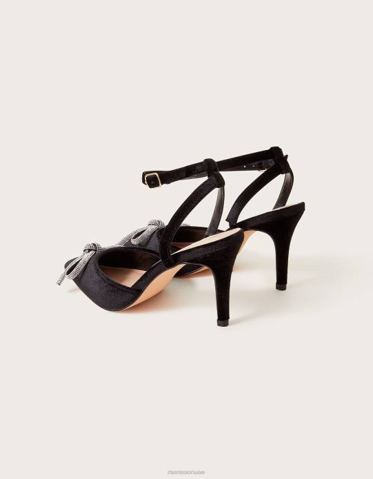 Monsoon نحيف كعب قطة مخملي مدبب D68H1465 أحذية أسود