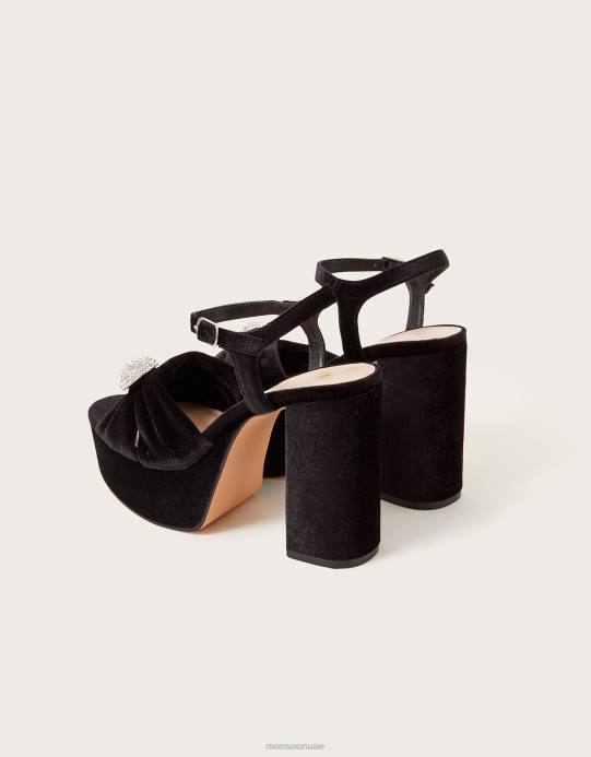 Monsoon نحيف كعب منصة المخمل والماس D68H1468 أحذية أسود