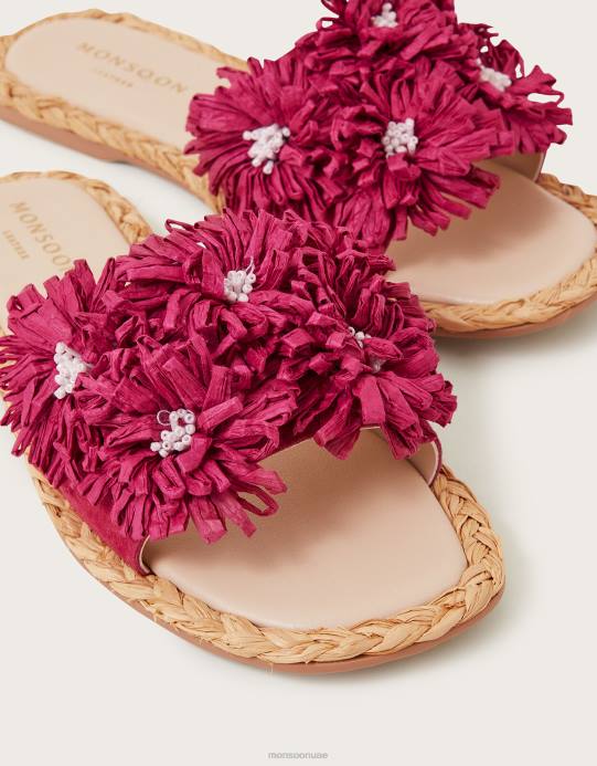 Monsoon نحيف شبشب من جلد الغزال الرافية الزهري D68H1476 أحذية لون القرنفل