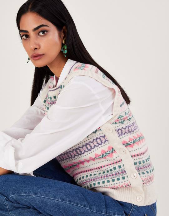 Monsoon نحيف جزيرة عادلة D68H147 ملابس عاج