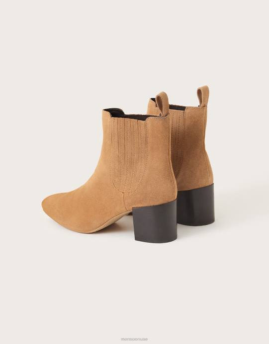 Monsoon نحيف حذاء تشيلسي من جلد الغزال بمقدمة مربعة D68H1494 أحذية تان