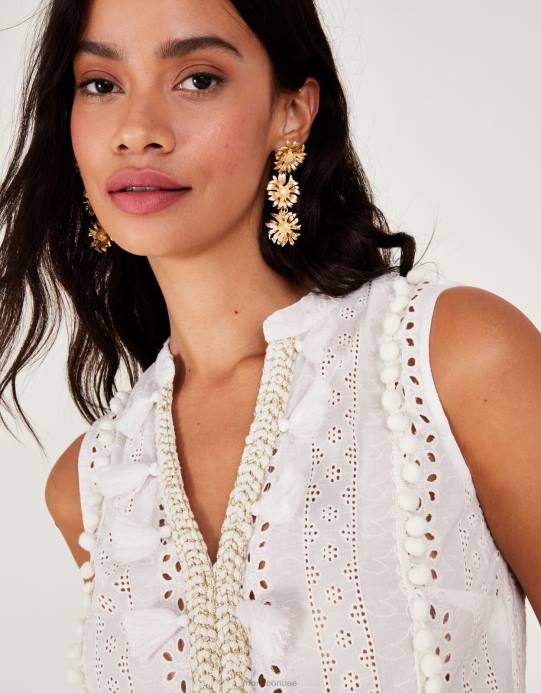 Monsoon نحيف فستان قفطان ماكسي معدني D68H150 ملابس عاج