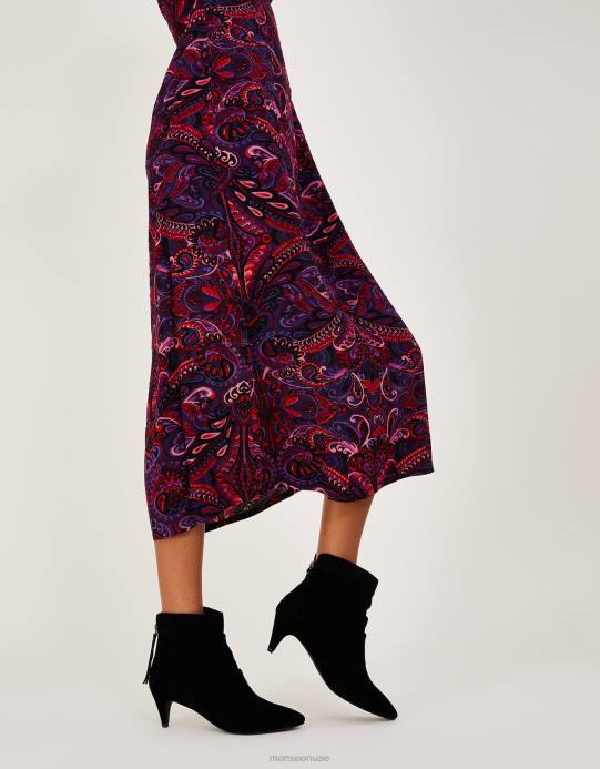 Monsoon نحيف حذاء بكعب قطة من جلد الغزال مكشكش D68H1515 أحذية أسود