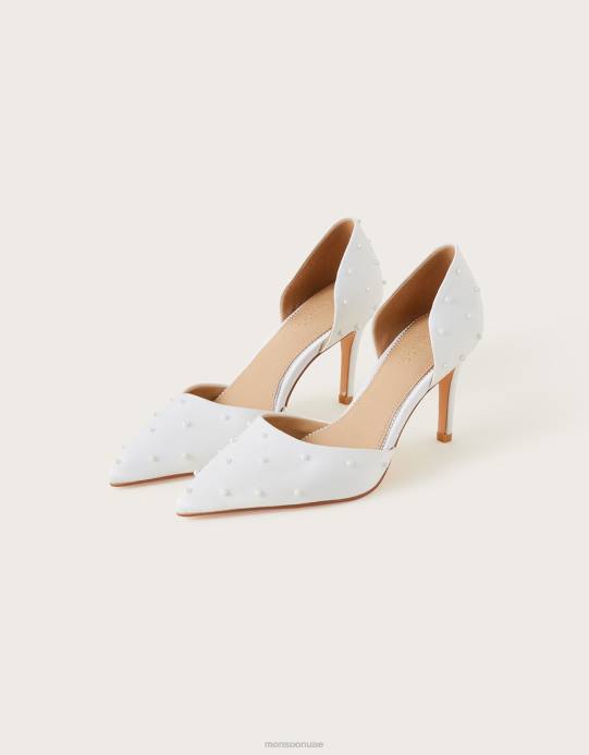 Monsoon نحيف كعب لؤلؤي من جزأين D68H1525 أحذية عاج