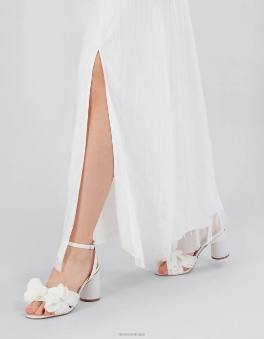 Monsoon نحيف الصنادل ذات الكعب العالي ذات الكعب العالي D68H1526 أحذية عاج