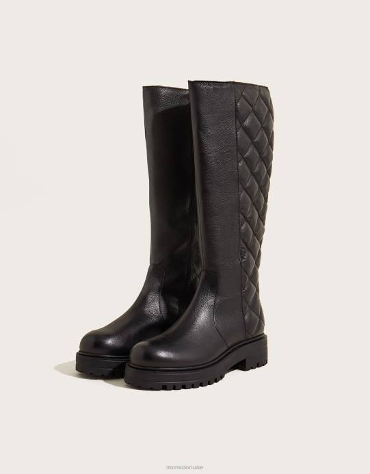 Monsoon نحيف حذاء ستومب من الجلد مبطن D68H1528 أحذية أسود