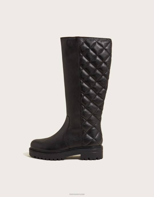 Monsoon نحيف حذاء ستومب من الجلد مبطن D68H1528 أحذية أسود