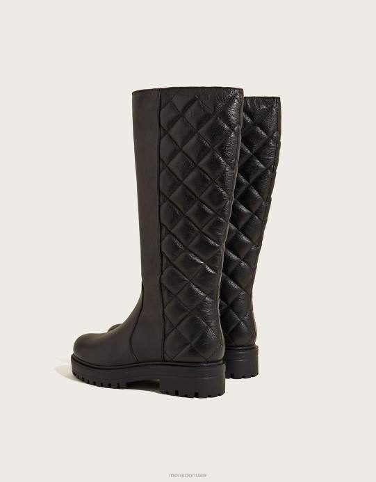 Monsoon نحيف حذاء ستومب من الجلد مبطن D68H1528 أحذية أسود