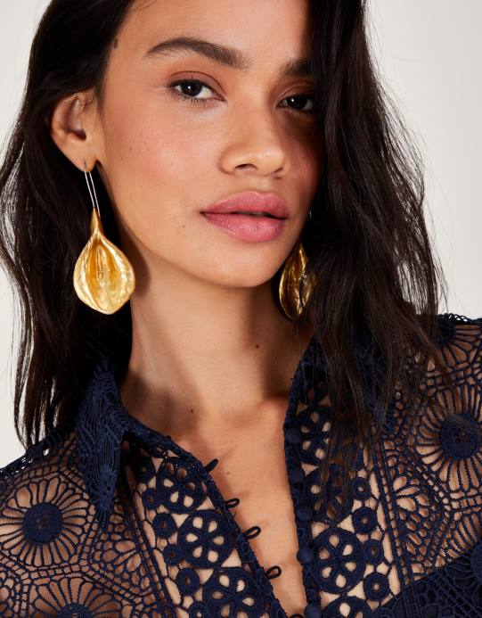 Monsoon نحيف غابرييلا فستان قميص الدانتيل D68H152 ملابس الأزرق الداكن)