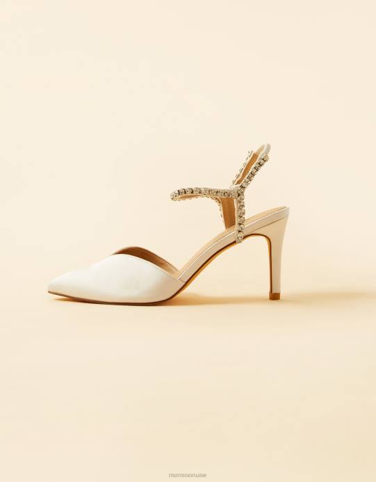 Monsoon نحيف كعب زفاف مزخرف بالماس ومقدمة مدببة D68H1540 أحذية عاج