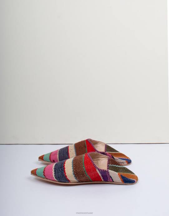 Monsoon نحيف بوهيميا تصميم المغربي بوجاد بابوش النعال الأحمر D68H1542 أحذية أحمر